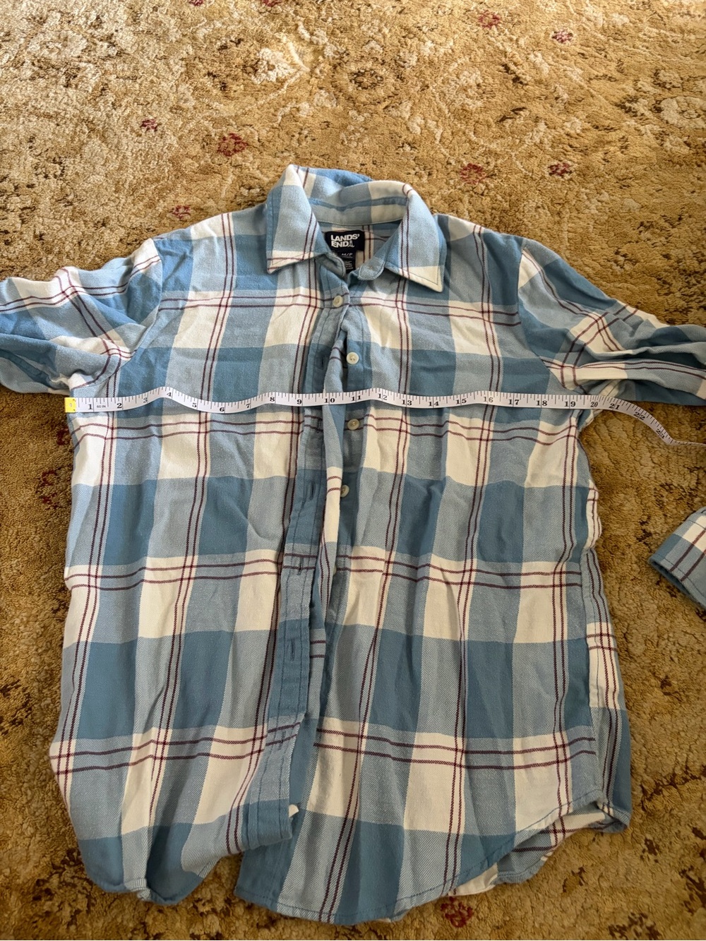 Womens' Lands' End medium petite soft flannel buttondown casual fall top comfy
